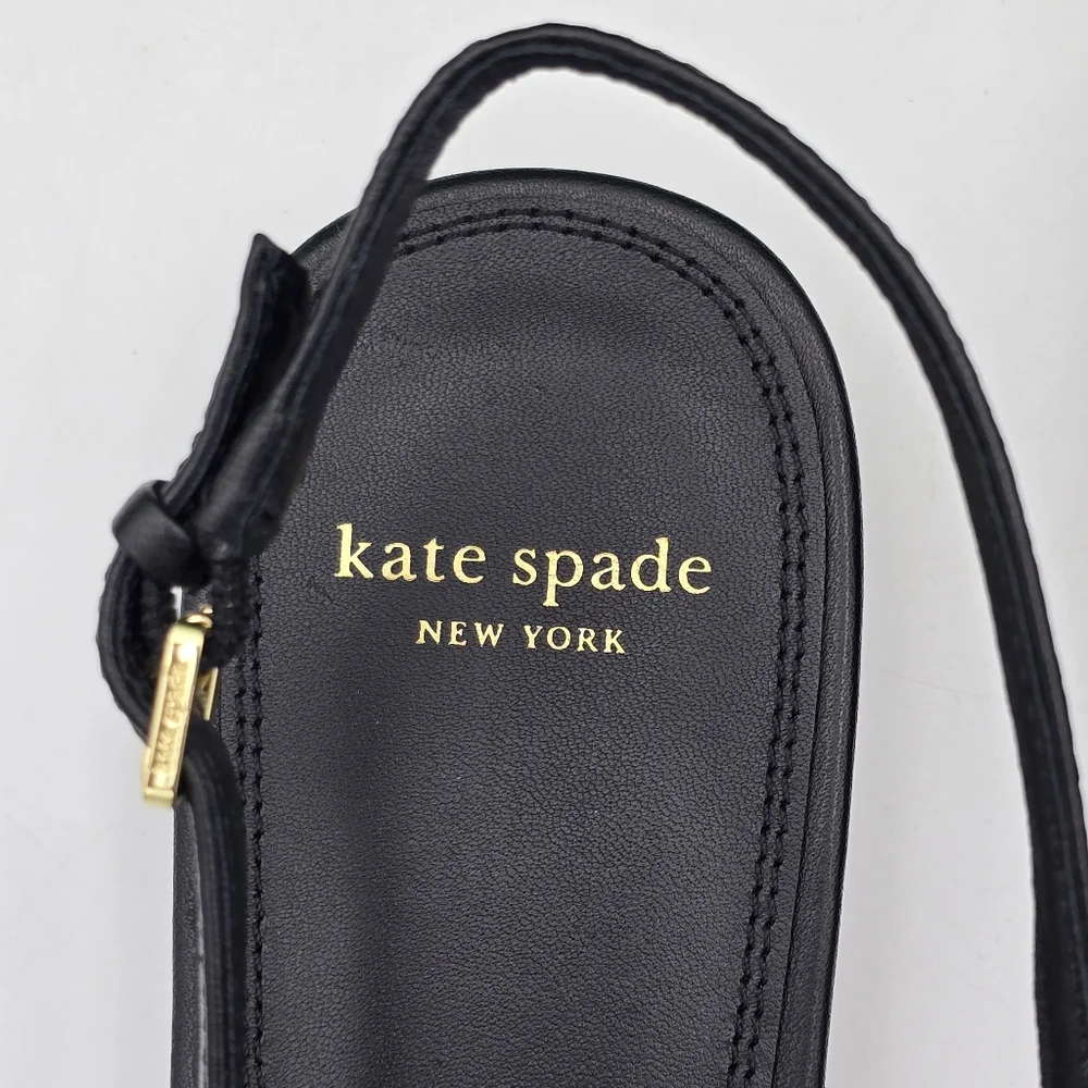 kate spade Black Pointed Slingback Flats with Bow